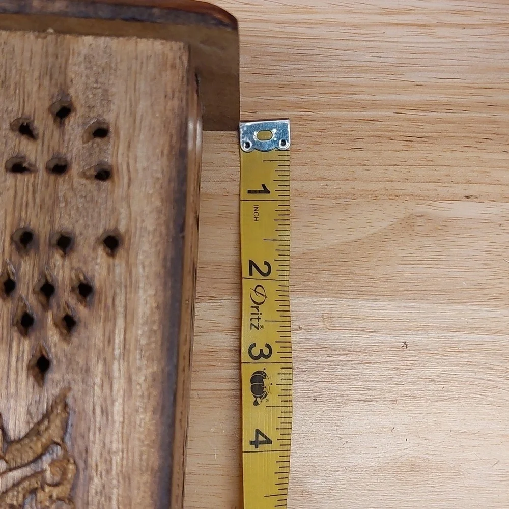 New Unused Hand Carved Ornate Wooden Incense Holder